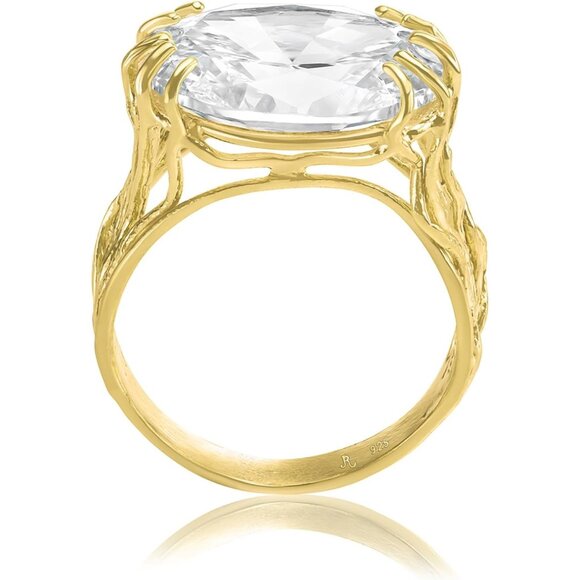 Women's 14K Gold Over Sterling Silver Statement Rings With 7.75 TCW Morganite - Picture 3 of 8